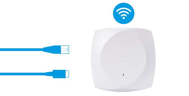 Wi-Fi端末装置に電源コードとLANケーブルを接続